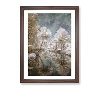 Tree View In Kerala India Painting Modern Framed Print | A4 Walnut Framed Wall Art | Ready to Hang | Modern Floral Picture | Living Room Bedroom Lounge Office
