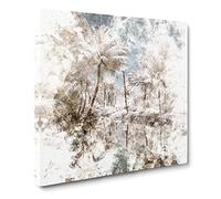 Tree View in Kerala India Watercolour Canvas Print | Gallery Wrapped 30mm Frame Wall Art | 14x14 inches | Ready to Hang | Modern Landscape Picture | Living Room Bedroom Lounge Office