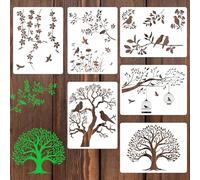 Tree Vine Leaf Stencils for Painting, Large Bird Wall Stencils for Crafts Reusable Art Templates on Wood Canvas Floor Wall Tile Fabric Furniture (Tree)