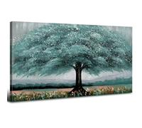 Tree Wall Art for Living Room Teal Wall Decor Bathroom Pictures Abstract Plant Wildflower Painting Canvas Prints Watercolor Nature Flowers Landscape Poster Artwork Home Bedroom Decorations 20x40"