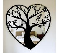 Tree Wall Mirror, Heart Shape Silhouette, Modern Nature Decor, 38cm x 28cm