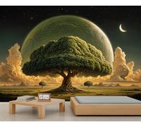 Tree Wallpaper Forest Grassland Landscape Girl Wallpaper Universe Planet Clouds Mural for Living Room Bedroom Mural 350 X 256 cm
