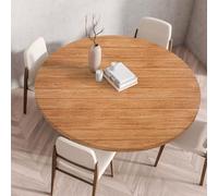 Tree Wipeable Table Cloth Round Tablecloth Protector, Woodgrain Effect Texture Elastic Edged Fitted Backed Splash-Proof Table Cover Washable for Dining Room Kitchen Picnic Party (Wood Grain,90cm)