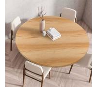 Tree Wipeable Table Cloth Round Tablecloth Protector, Woodgrain Effect Texture Elastic Edged Fitted Backed Splash-Proof Table Cover Washable for Dining Room Kitchen Picnic Party (Wood Grain 2,90cm)