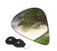 Tree With Branch Scenery 6 Pack Guitar Picks With Holder, Personalized Guitar Plectrums Non-Slip Portable Ukulele Bass Picks 0.71mm For Acoustic Guitar Lovers Gifts