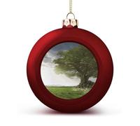 Tree with Branch Scenery Christmas Tree Ornaments 1.6 Inch Shatterproof Pc Plastic Balls with Lanyard Baubles Hanging Christmas Ball Ornaments for Xmas Tree Holiday Party Wedding Home Decorations-red
