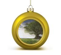 Tree with Branch Scenery Christmas Tree Ornaments 1.6 Inch Shatterproof Pc Plastic Balls with Lanyard Baubles Hanging Christmas Ball Ornaments for Xmas Tree Holiday Party Wedding Home Decorations-gold