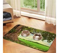 Tree with Branch Scenery Patterned Pet Feeding Mat with Water-Absorbing PU Top & Rubber Base - Anti-Slip Dog Cat Food Mat for Cats, Dogs & Pets, 40x60cm