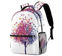 Tree with Flying around Color Butterflies Backpack for Teen Girls Boys, School Bag for Elementary Middle Students