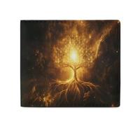 Tree with Golden Sacred Geometry Symbols Bifold Wallet Front Pocket with Money and Credit Card Holder for Men Women