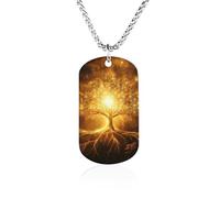 Tree with Golden Sacred Geometry Symbols Personalized Picture Pendant Necklace Memorial Keepsake Jewelry Gifts for Women Men