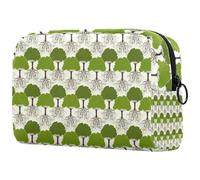 Tree with Roots Seamless Pattern Cosmetic Bag for Women, Travel Toiletries Bags Large Makeup Handy Pouch Organiser Bag with Zipper
