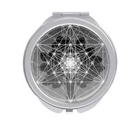 Tree with Sacred Geometry Symbols Elements Circles Star Folding Make Up Mirror, Compact 2X/1X Magnification Mirror, Women Portable Travel Makeup Mirror 2.4 x 2.4 inch