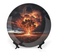 Tree with Thunder Strikes Decorative Plate Dish Bone China Dinner Plates Tray Decor Trinket for Home Kitchen