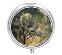 Tree Without Leaves Pill Box Round Pill Case for Purse & Pocket 3 Compartment Medicine Pill Organizer Portable Travel Pillbox Medicine Vitamin Cod Liver Oil Storage Box