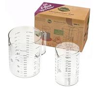 TreeBox Glass Measuring Cups with spout - Set of 2 - Heat-Resistant and Microwave-Safe - Dry and Liquid Measurements - Perfect for Baking, Cooking and Mixing