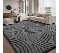 Treeboy Area Rug 140x200cm, 3D Wave Ripple Dark Grey Area Rugs for Living Room Bedroom, Extra Large Carpet Machine Washable Anti Slip Short Pile Rug Mat for Kids Room