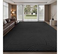 Treeboy Large Area Rugs for Living Room 240X300 Black Kids Room Bedroom Rug | Short Pile Fluffy Shaggy Non Slip Washable Modern Bedroom Memory Foam Carpet for Kids Nursery Room Bedside Thick Lounge Rug