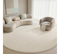 Treeboy Round Rugs Living Room Bedroom 160cm Milky White Rug Carpet | Small Thick Circular Area Rugs，Non-Slip Soft Fluffy Rug，Low Pile Shaggy Bedside Carpets for Kids Bedroom Nursery Lounge