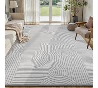 Treeboy Rugs Living Room 160x230cm, Light Grey Extra Large Soft Shaggy Rug for Bedroom, 3D Geometric Modern Short Pile Carpet Mat, Washable Anti Slip Area Rugs for Living Room Kids Room, Non Shedding