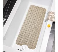 TreeBud Extra Long Bathtub Mats for Shower Tub - Non-Slip Bath Mat Shower Mat with Suction Cups, Bath Tub Mat for Bathroom with Machine Washable, BPA Free for Kids (Beige)