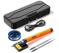 Treedix Cordless Soldering Iron Kit, USB Rechargeable Portable Soldering Iron, 8W Soldering Kit with Three Iron Tips, Adjustable Temperature 300℃ to 450℃, Electric Soldering Pen for Repairing
