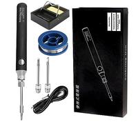 Treedix Soldering Iron Kit, 8W Welding Tools with Adjustable Temperature 330 to 450℃, Cordless Electric Soldering Iron/USB Charging Cable/Soldering Stand/3pcs Tips for Soldering and Repair (Black)