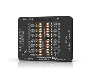 Treedix USB Cable Tester USB Cable Checker Data Wire Fast Detection for Type-C, USB-A 3.0, Micro-B 3.0, Micro-B 2.0, Mini-B 2.0, and for Lightning Cables by Checking The LEDs