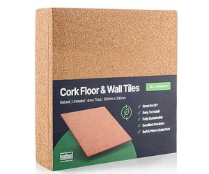 Treefloor Natural Self-Adhesive Cork Tiles (300mm x 300mm x 4mm, 16, Tiles)