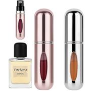 Treegalore 2 PCS 5ml Perfume Atomiser Refillable Bottles Portable Mini Spray Travel Bottle Easy to Refill Empty Atomizer Bottle for Purse Handbag Pocket Luggage,Glossy Colors (Silver, Pink)