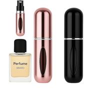 Treegalore 2PCS 5ml Perfume Atomiser Refillable Bottles Portable Mini Spray Travel Bottle Easy to Refill Empty Atomizer Bottle for Purse Handbag Pocket Luggage,Glossy Colors (Black, Pink)