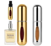 Treegalore 2PCS 5ml Perfume Atomiser Refillable Bottles Portable Mini Spray Travel Bottle Easy to Refill Empty Atomizer Bottle for Purse Handbag Pocket Luggage,Glossy Colors (Gold, Silver)