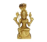 TreegoArt Brass Gold Durga Mariamman Devi South Indian Goddess of Rain and Curing Diseases (5 Inch, Small, 700 Gm, Gold)