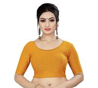 TreegoArt Fashion Women's Cotton Blend Stretchable Elbow Sleeve Casual Wear Readymade Blouse Free Size -(Mustard-38-42)