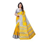 TreegoArt Fashion Women's Cotton Silk Printed Designer Indian Saree With Unstitched Blouse Piece -(NAURTA YELLOW)