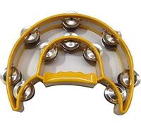 TreegoArt Music Tambourine moon shape Plastic Double Row Cymbal Hand Bell Tambourine For satsang pooja kirtan - 8 Inches Height Approx (Pack Of 1)