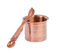 TreegoArt Panch Patra Pooja Lota and Spoon Copper charnamrit Set - Handmade Pure Copper Cup for All Pooja Purpose
