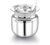TreegoArt Stainless Steel Ghee Pot With Spoon And Lid Multipurpose Oil, sauce, ghee storage container For Kitchen - 400 Ml Pack Of 1