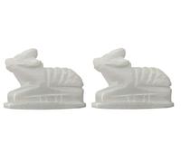 TreegoArt White Marble Statue Nandi Idol Small Sculpture Figurine Showpiece Item for Home Decor - Pack of 2