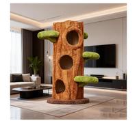 Treehouse Cat Tree with Wood Branches Platform Multi-Level Cat Tower Jute Scratching Posts Cat House with Cooling Pad and Fluffy Bed Sturdy Base Won't Wobble