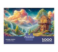 Treehouse in A Colorful Mountain Valley 1000-Piece Jigsaw Puzzle Colorful Windmill Family Puzzle Game for All Ages 38x26cm/1000pcs
