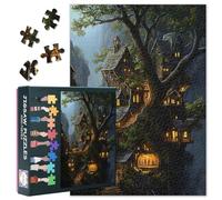 Treehouse Puzzles for Adults 1000 Pieces, Night View of the Old Town Jigsaw Puzzles, Adult Puzzle for Adults, Educational Fun Games or Toys for Elders Friends 20X27 INCH