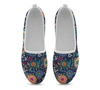 Treeinart Art Boho Flowers Print Women's Slip on Loafers Lightweight Trekking Running Sneakers Low Top Jogging Sport Gym Workout Shoes