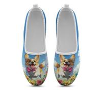 Treeinart Art Corgi Womens Walking Active Sneakers Low Top Mesh Shoes Soft Hiking Running Round Toe Loafers with EVA Sole