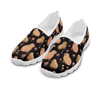 Treeinart Capybara Pink Floral Love Women Slip-on Walking Shoes Comfortable Low Top Tennis Sneakers with Anti-Slip Sole Gym Workout Trail Trainers