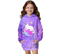 Treeinart Cats Moon Space Kids Hoodies Size 11-12 Girls Hooded Sweatshirt Pullover Tops with Pockets Comfy Hoodie Dress for Fall Winter