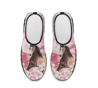Treeinart Cherry Blossom Horse Print Running Shoes Women's Round Toe Sneakers Soft Loafers with Arch Support Lightweight Jogging Running Footwear Low Cut Sneakers
