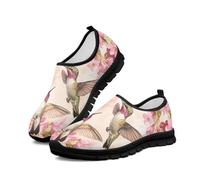 Treeinart Cherry Blossom Hummingbirds Women's Loafers Breathable Office Work Shoes Wide Width Footwear Non-Slip Trainers Tennis Workout Casual Shoes