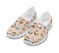 Treeinart Cute Cats Love Print Women's Flats Casual Mesh Loafers Shoes Low Top Sneakers Round Toe Flats with EVA Sole