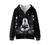 Treeinart Cute Ghost Girls Zip Up Hoodie 8-10t Kids Long Sleeve Fleece Hooded Halloween Sweatshirts with Pockets Youth Fashion Clothes for Girls Pullover Top Fall Outfit